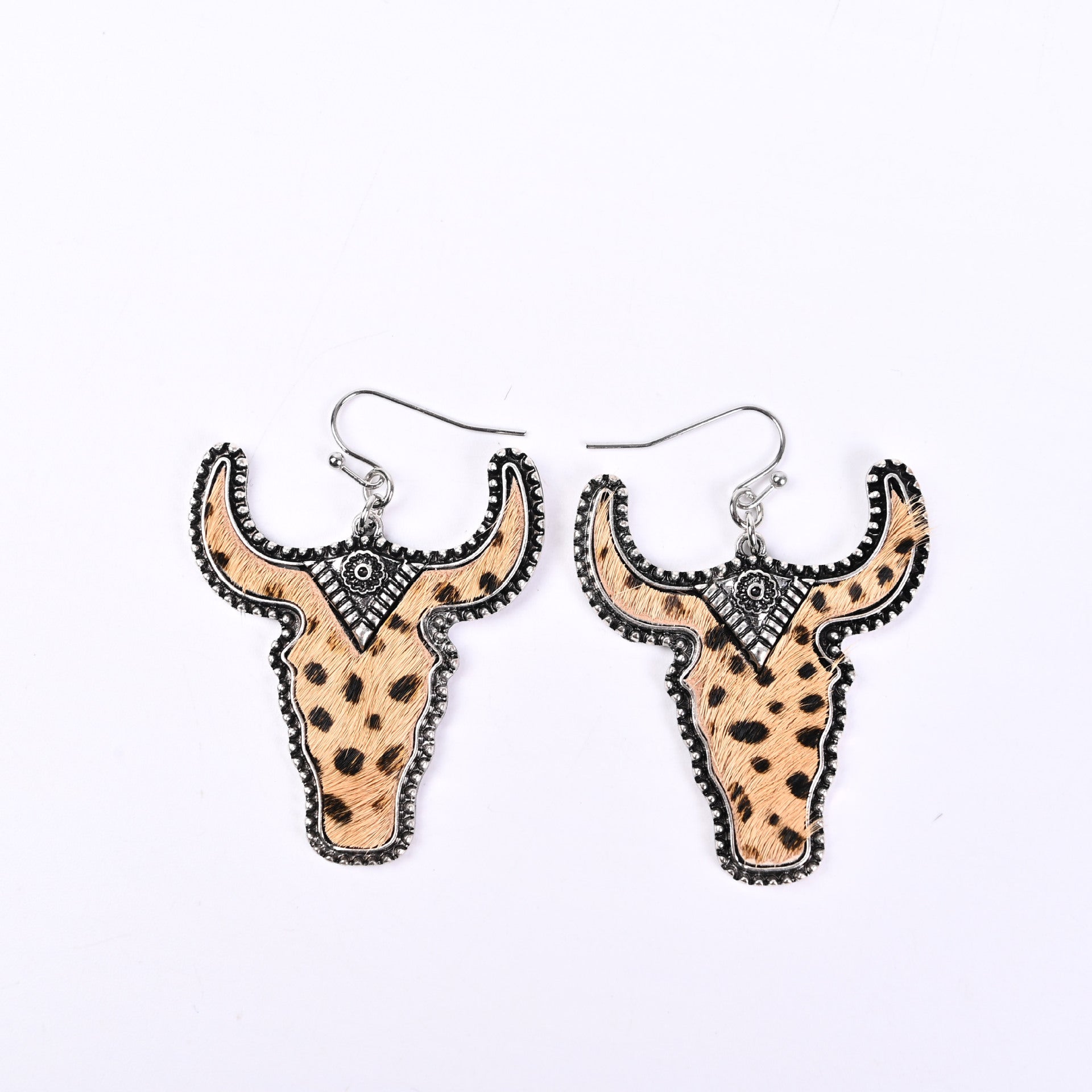 Wholesale Cowhead Western Denim Alloy Earrings